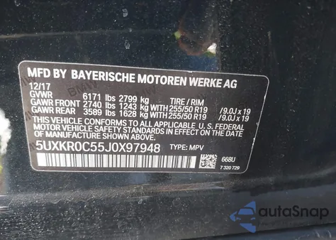 2018 BMW X5 xDrive35I из США, поврежденный, VIN 5UXKR0C55J0X97948